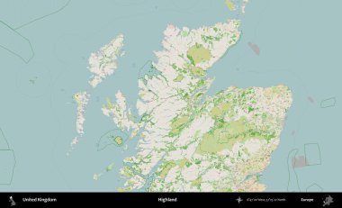 İskoçya. Bir OpenStreetMap Fransız stili haritasında Birleşik Krallık 'ın idari alanı