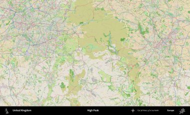Yüksek Tepe. Bir OpenStreetMap Fransız stili haritasında Birleşik Krallık 'ın idari alanı