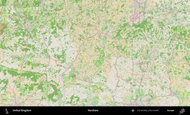 Horsham. Bir OpenStreetMap Fransız stili haritasında Birleşik Krallık 'ın idari alanı