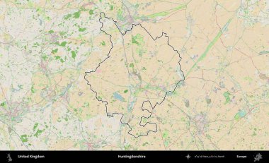 Huntingdonshire 'da. Bir OpenStreetMap Fransız tarzı haritada Birleşik Krallık 'ın özetlenmiş idari alanı