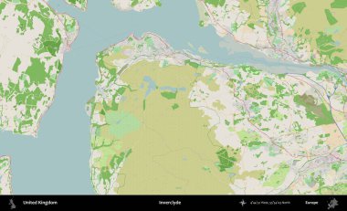 Inverclyde. Bir OpenStreetMap Fransız stili haritasında Birleşik Krallık 'ın idari alanı