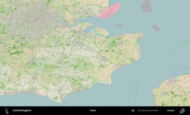 Kent. Bir OpenStreetMap Fransız stili haritasında Birleşik Krallık 'ın idari alanı