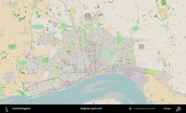 Kingston Hull 'da. Bir OpenStreetMap Fransız stili haritasında Birleşik Krallık 'ın idari alanı