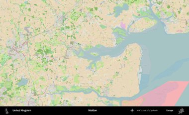 Maldon. Bir OpenStreetMap Fransız stili haritasında Birleşik Krallık 'ın idari alanı