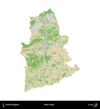 Köstebek Vadisi. Birleşik Krallık 'ın idari alanı bir OpenStreetMap Fransız tarzı haritada beyazda izole edildi