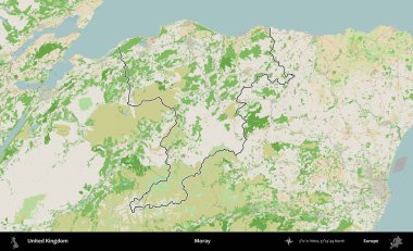- Moray. Bir OpenStreetMap Fransız tarzı haritada Birleşik Krallık 'ın özetlenmiş idari alanı