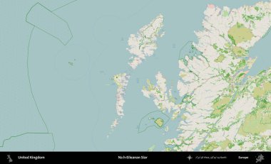 Hayır, Eileanan Siar. Bir OpenStreetMap Fransız stili haritasında Birleşik Krallık 'ın idari alanı