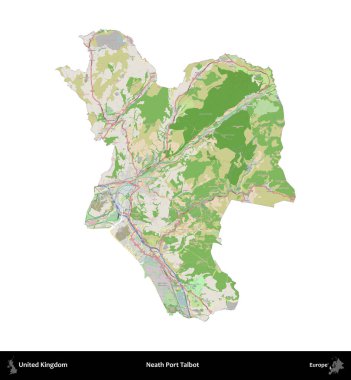 Talbot Limanı 'nın yanında. Birleşik Krallık 'ın idari alanı bir OpenStreetMap Fransız tarzı haritada beyazda izole edildi
