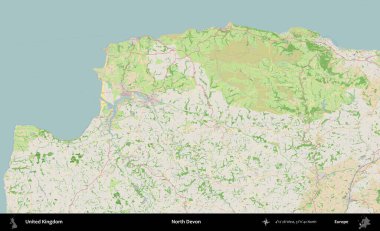 Kuzey Devon. Bir OpenStreetMap Fransız stili haritasında Birleşik Krallık 'ın idari alanı