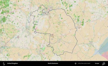 Kuzey Kesteven. Bir OpenStreetMap Fransız tarzı haritada Birleşik Krallık 'ın özetlenmiş idari alanı