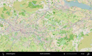 Kuzey Lanarkshire. Bir OpenStreetMap Fransız stili haritasında Birleşik Krallık 'ın idari alanı