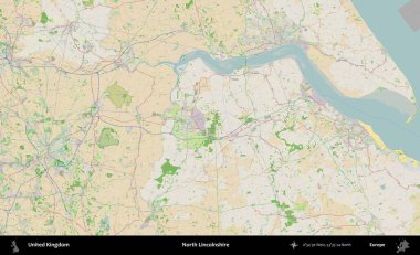 Kuzey Hughnshire 'da. Bir OpenStreetMap Fransız stili haritasında Birleşik Krallık 'ın idari alanı