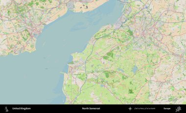 Kuzey Somerset. Bir OpenStreetMap Fransız stili haritasında Birleşik Krallık 'ın idari alanı