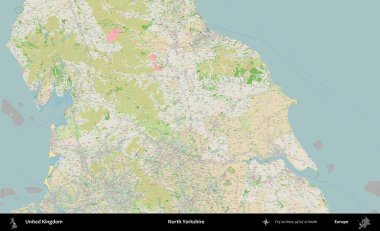 Kuzey Yorkshire. Bir OpenStreetMap Fransız stili haritasında Birleşik Krallık 'ın idari alanı