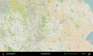 Nottinghamshire 'da. Bir OpenStreetMap Fransız stili haritasında Birleşik Krallık 'ın idari alanı