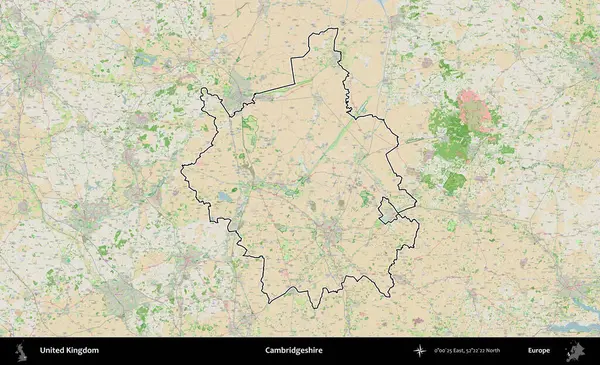Cambridgeshire. Bir OpenStreetMap Fransız tarzı haritada Birleşik Krallık 'ın özetlenmiş idari alanı