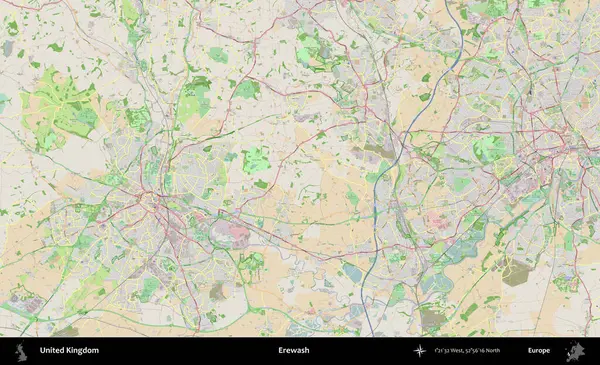 Yıkama. Bir OpenStreetMap Fransız stili haritasında Birleşik Krallık 'ın idari alanı
