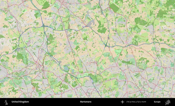 Hertsmere. Bir OpenStreetMap Fransız stili haritasında Birleşik Krallık 'ın idari alanı