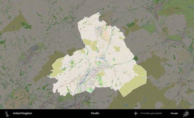 Pendle. Birleşik Krallık 'ın idari alanı koyu renk bir OpenStreetMap Fransız tarzı haritada altı çizilmiş ve özetlenmiştir