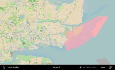 Rochford. Bir OpenStreetMap Fransız stili haritasında Birleşik Krallık 'ın idari alanı
