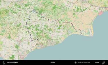 Ender. Bir OpenStreetMap Fransız tarzı haritada Birleşik Krallık 'ın özetlenmiş idari alanı