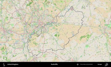Rushcliffe. Bir OpenStreetMap Fransız tarzı haritada Birleşik Krallık 'ın özetlenmiş idari alanı