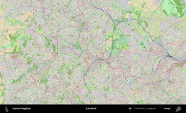 Sandwell. Bir OpenStreetMap Fransız stili haritasında Birleşik Krallık 'ın idari alanı