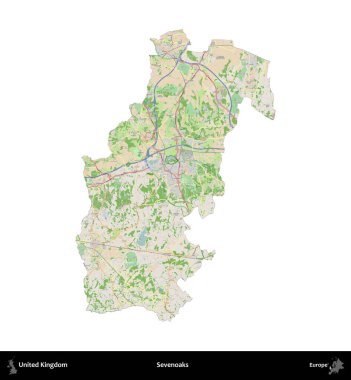 Yediler. Birleşik Krallık 'ın idari alanı bir OpenStreetMap Fransız tarzı haritada beyazda izole edildi