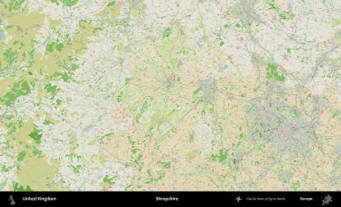 Shropshire 'da. Bir OpenStreetMap Fransız stili haritasında Birleşik Krallık 'ın idari alanı
