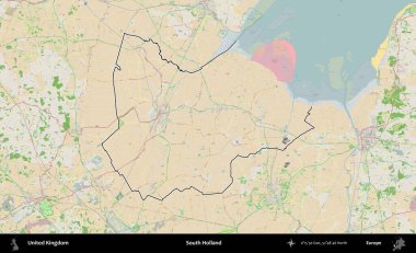 Güney Hollanda. Bir OpenStreetMap Fransız tarzı haritada Birleşik Krallık 'ın özetlenmiş idari alanı