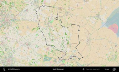 Güney Kesteven. Bir OpenStreetMap Fransız tarzı haritada Birleşik Krallık 'ın özetlenmiş idari alanı