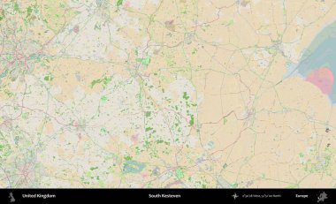 Güney Kesteven. Bir OpenStreetMap Fransız stili haritasında Birleşik Krallık 'ın idari alanı