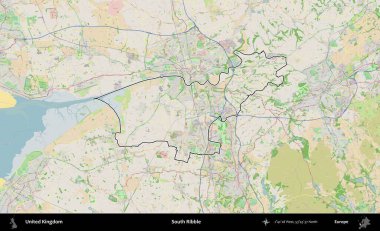 Güney Ribble. Bir OpenStreetMap Fransız tarzı haritada Birleşik Krallık 'ın özetlenmiş idari alanı