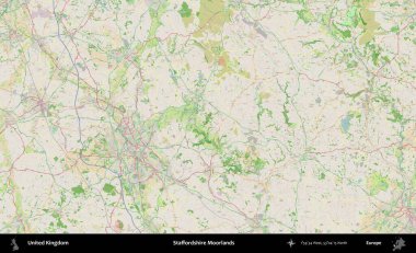 Staffordshire bozkırları. Bir OpenStreetMap Fransız stili haritasında Birleşik Krallık 'ın idari alanı