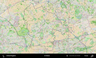 Aziz Helens. Bir OpenStreetMap Fransız tarzı haritada Birleşik Krallık 'ın özetlenmiş idari alanı