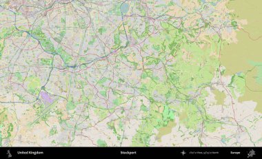 - Stockport. Bir OpenStreetMap Fransız stili haritasında Birleşik Krallık 'ın idari alanı