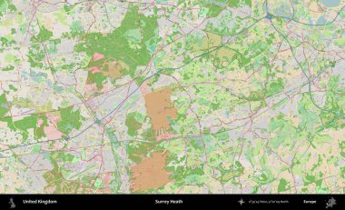 Surrey Heath. Bir OpenStreetMap Fransız stili haritasında Birleşik Krallık 'ın idari alanı
