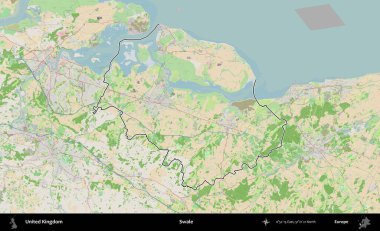Swale. Bir OpenStreetMap Fransız tarzı haritada Birleşik Krallık 'ın özetlenmiş idari alanı
