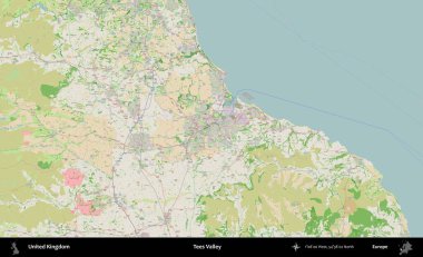 Tees Valley 'de. Bir OpenStreetMap Fransız stili haritasında Birleşik Krallık 'ın idari alanı