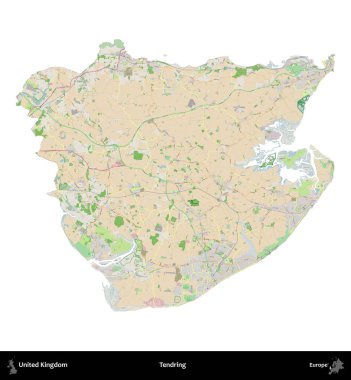 Dallanıp budaklanıyor. Birleşik Krallık 'ın idari alanı bir OpenStreetMap Fransız tarzı haritada beyazda izole edildi