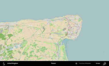 Thanet. Bir OpenStreetMap Fransız stili haritasında Birleşik Krallık 'ın idari alanı