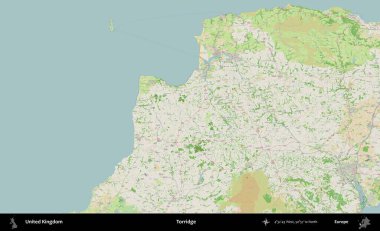 Torridge. Bir OpenStreetMap Fransız stili haritasında Birleşik Krallık 'ın idari alanı