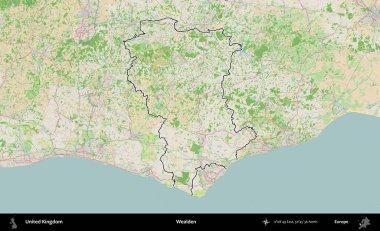 Varlıklı. Bir OpenStreetMap Fransız tarzı haritada Birleşik Krallık 'ın özetlenmiş idari alanı