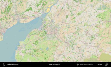 İngiltere 'nin batısında. Bir OpenStreetMap Fransız stili haritasında Birleşik Krallık 'ın idari alanı
