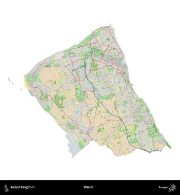Kablosuz. Birleşik Krallık 'ın idari alanı bir OpenStreetMap Fransız tarzı haritada beyazda izole edildi
