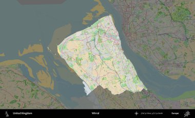 Kablosuz. Birleşik Krallık 'ın idari alanı koyu renk bir OpenStreetMap Fransız tarzı haritada altı çizilmiş ve özetlenmiştir