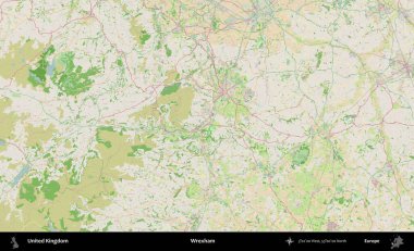 Wrexham. Bir OpenStreetMap Fransız stili haritasında Birleşik Krallık 'ın idari alanı