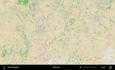 Wychavon. Bir OpenStreetMap Fransız stili haritasında Birleşik Krallık 'ın idari alanı