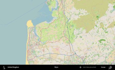 Wyre. Bir OpenStreetMap Fransız stili haritasında Birleşik Krallık 'ın idari alanı