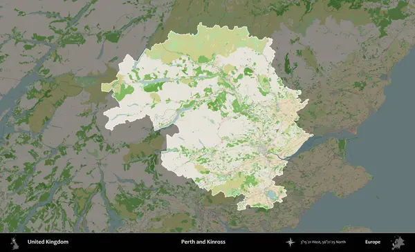 Perth ve Kinross. Birleşik Krallık 'ın idari alanı koyu renk bir OpenStreetMap Fransız tarzı haritada altı çizilmiş ve özetlenmiştir